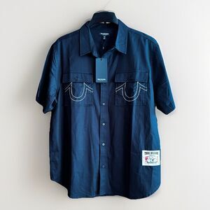 True Religion Black Button Up Workwear Shirt Men’s Size Large NEW Western Wear